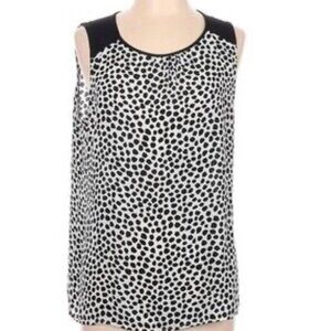 LOFT Black and White Polka Dot Sleeveless Blouse
